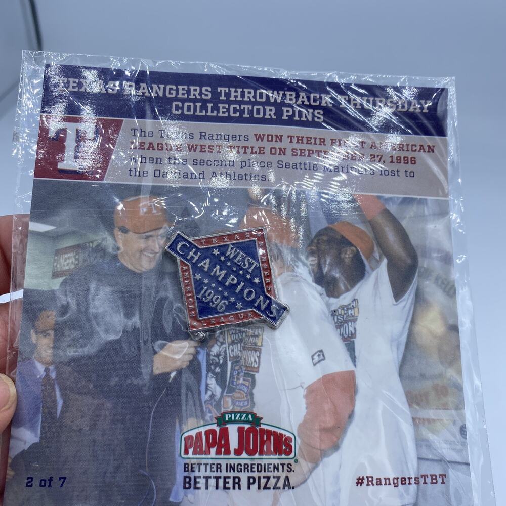 Texas Rangers 2 of 7 Throwback Thursday Collector Pins West Champions 1996